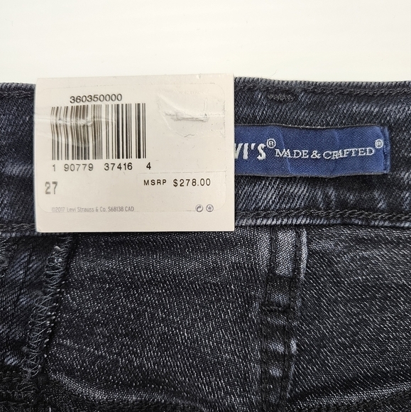 Levis Jeans Made & Crafted Size 27 High Waist Skinny Zippered Leg Dark Wash NWT - Picture 5 of 16